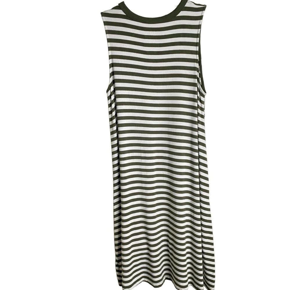Time and Tru Women’s Striped Tank Dress S 4-6 Green White Knit Casual Midi Boho - Picture 3 of 7